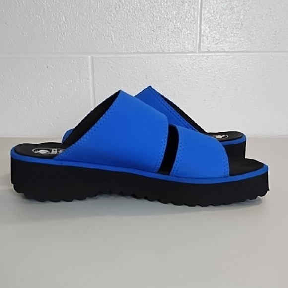 Vibrant Blue 90's Slide Sandals Platform Beach Club Seychelles - Picture 7 of 12